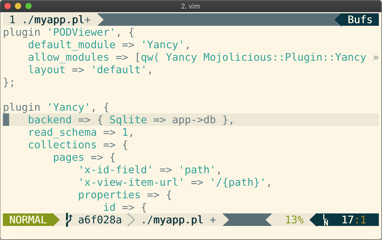 The Yancy plugin configuration with SQLite backend
