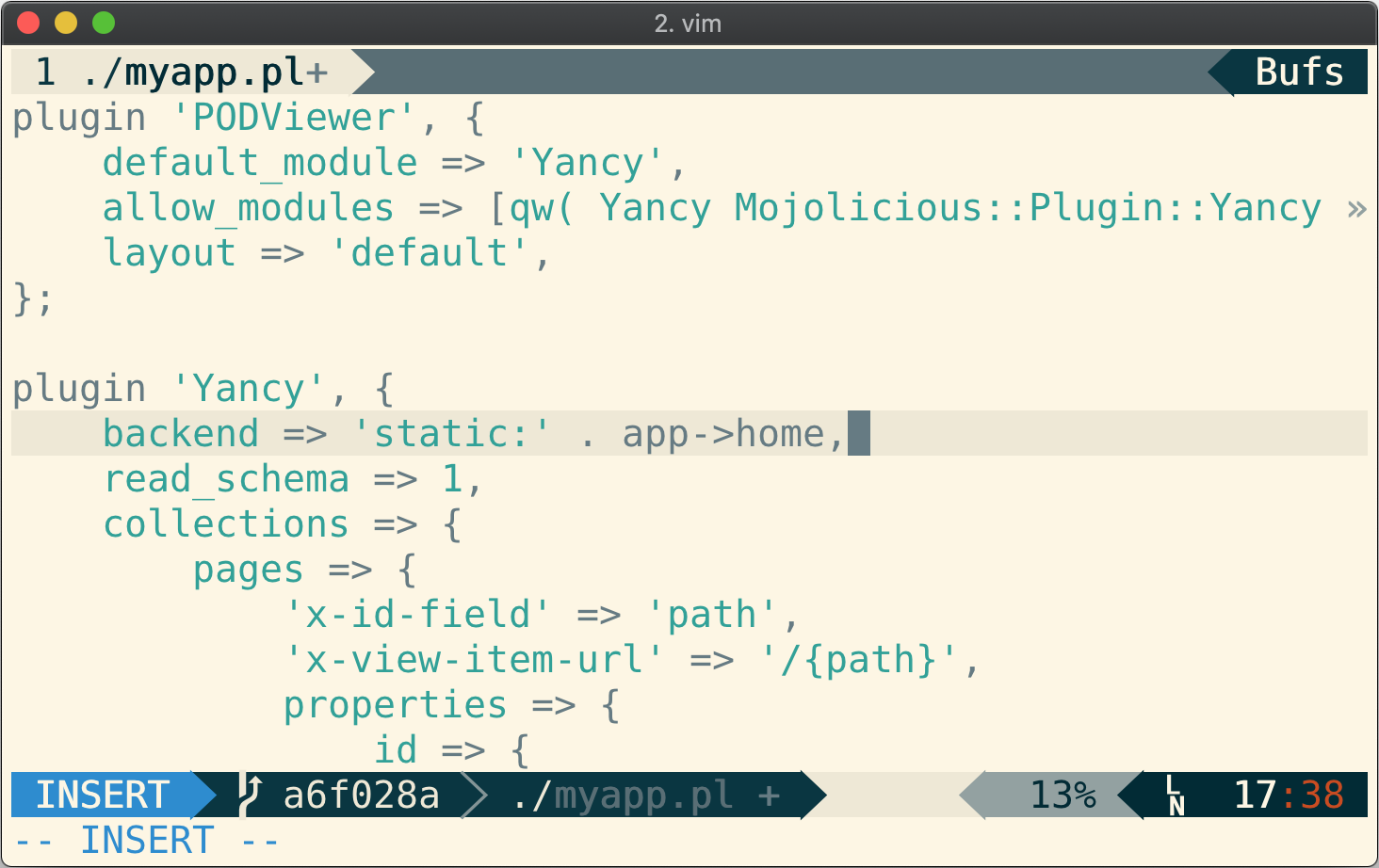 The Yancy plugin configuration with the backend changed to "static"