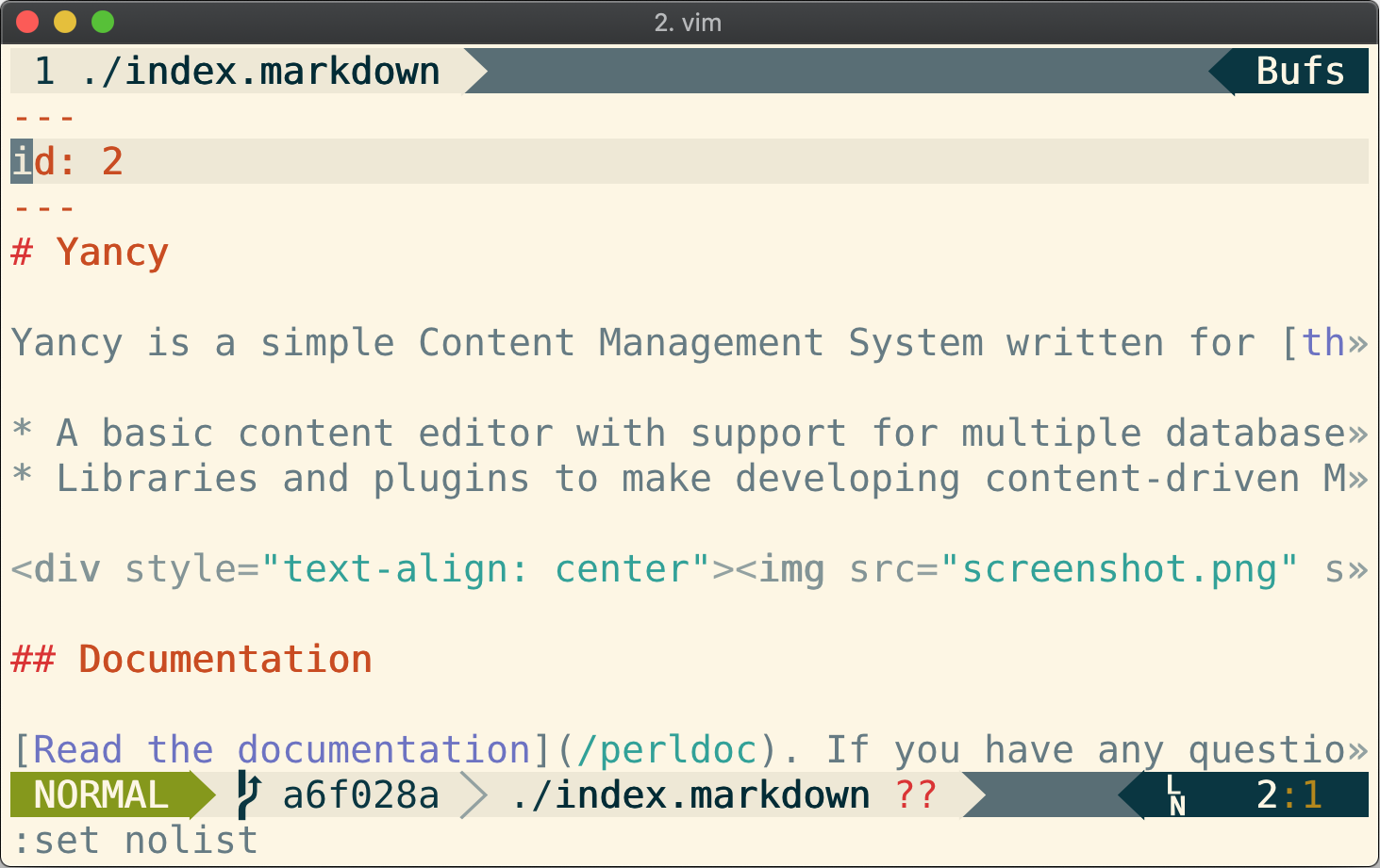 A screenshot of Markdown with an "id" in the frontmatter