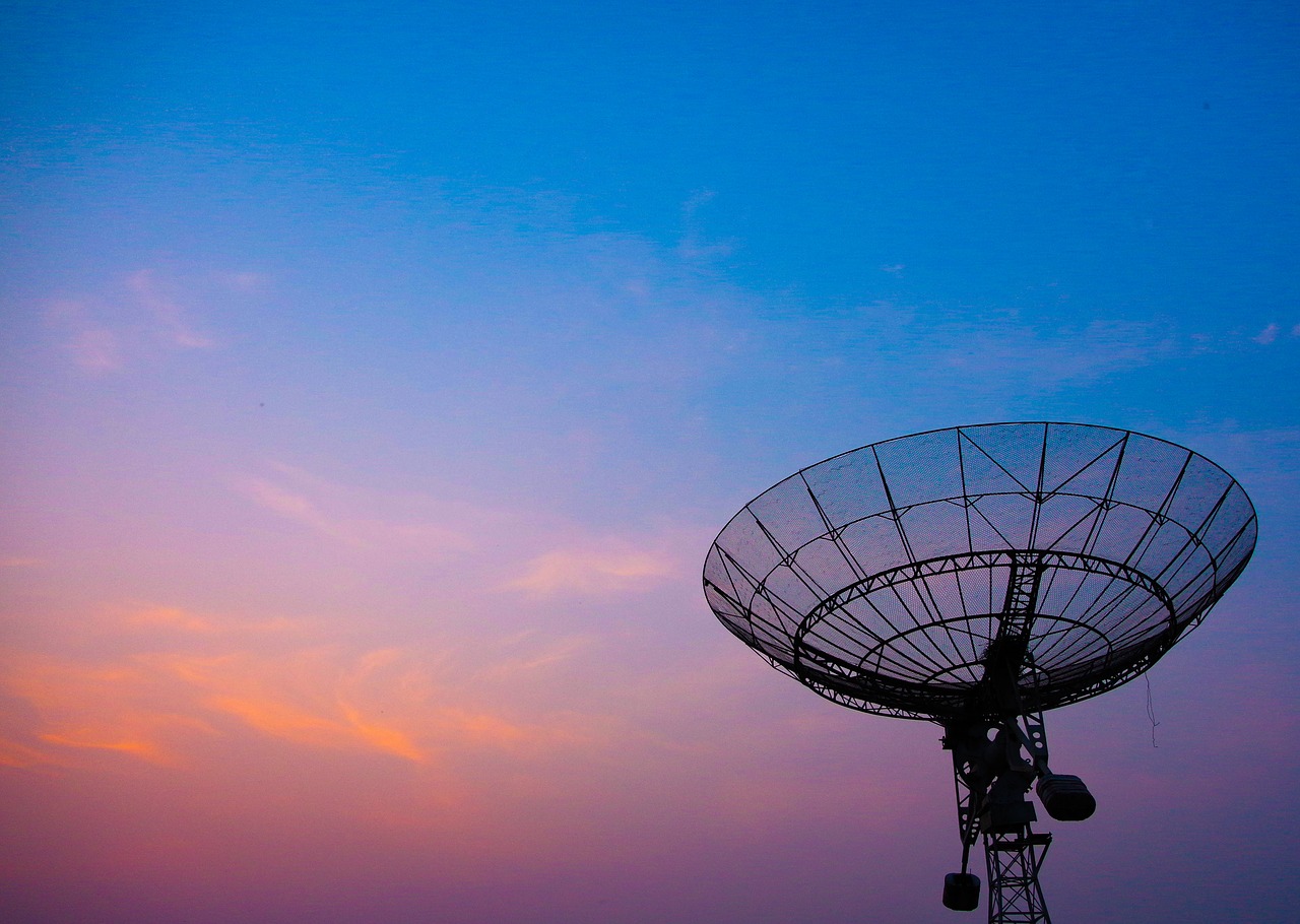 Radar dish at sunset